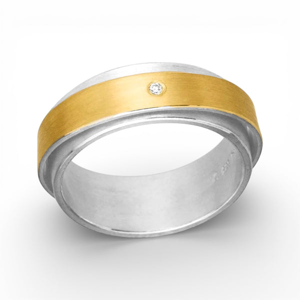 'Soaring Nebula' Silver & 22ct Gold Diamond Ring