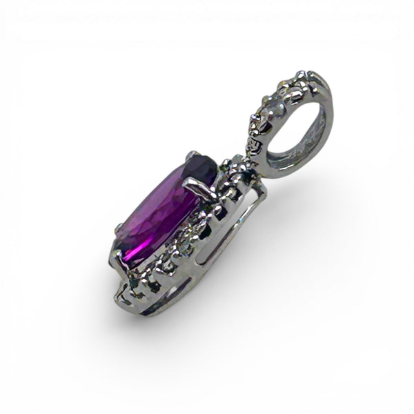 Vintage "Velvet Rose" 9ct White Gold Rhodolite Garnet and Diamond Pendant