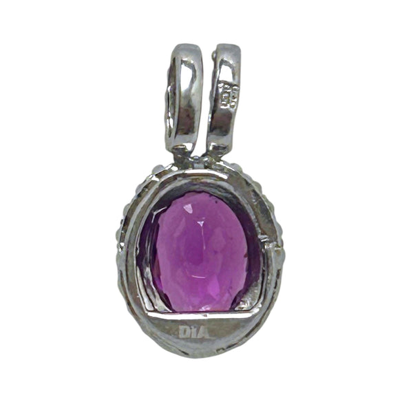 Vintage "Velvet Rose" 9ct White Gold Rhodolite Garnet and Diamond Pendant