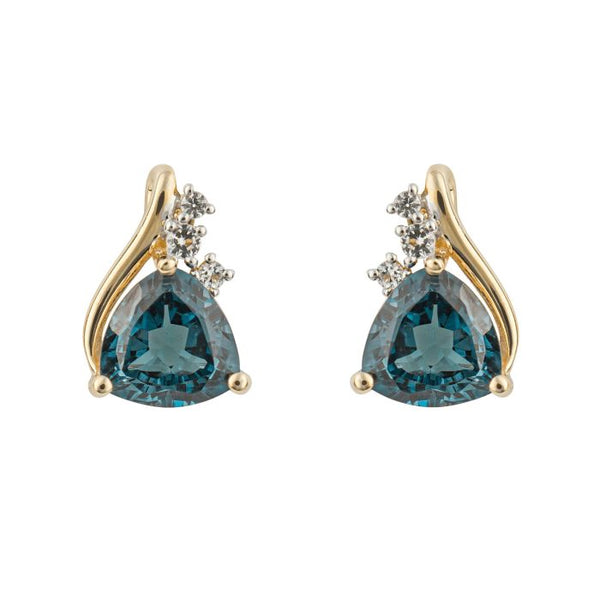 9ct Yellow Gold London Blue & White Topaz Stud Earrings