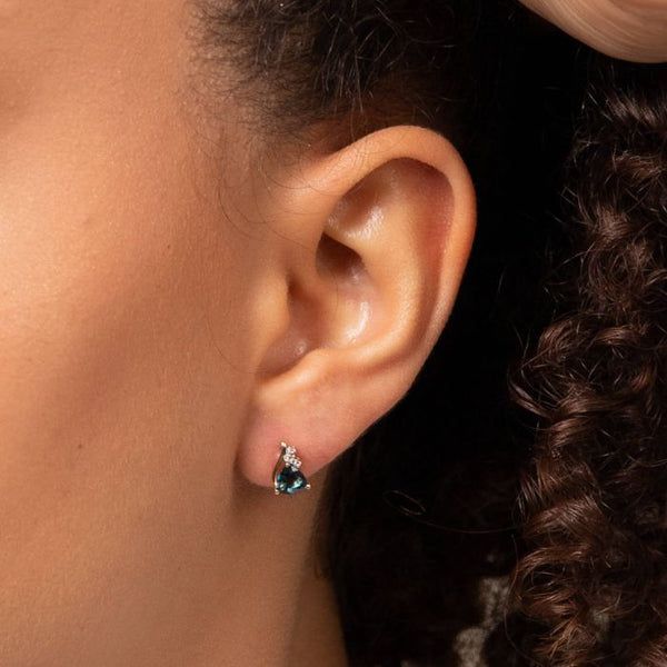 9ct Yellow Gold London Blue & White Topaz Stud Earrings