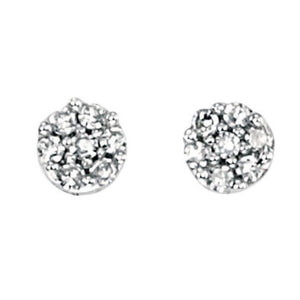 9ct White Gold Diamond Round Stud Earrings