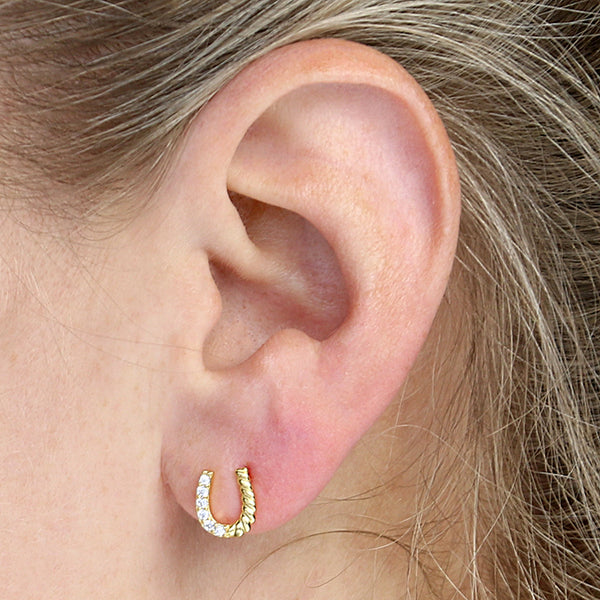Horseshoe Twist Zirconia Stud Earrings