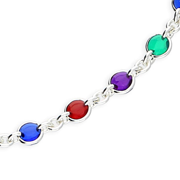 Multi coloured circles silver anklet