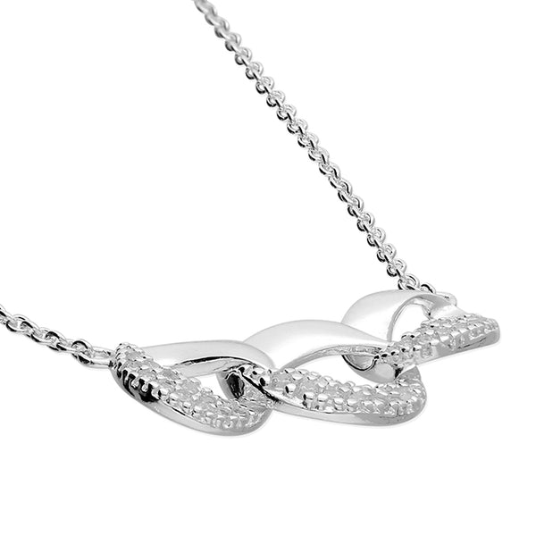Three-Link Diamanté Sterling Silver 18" Necklace
