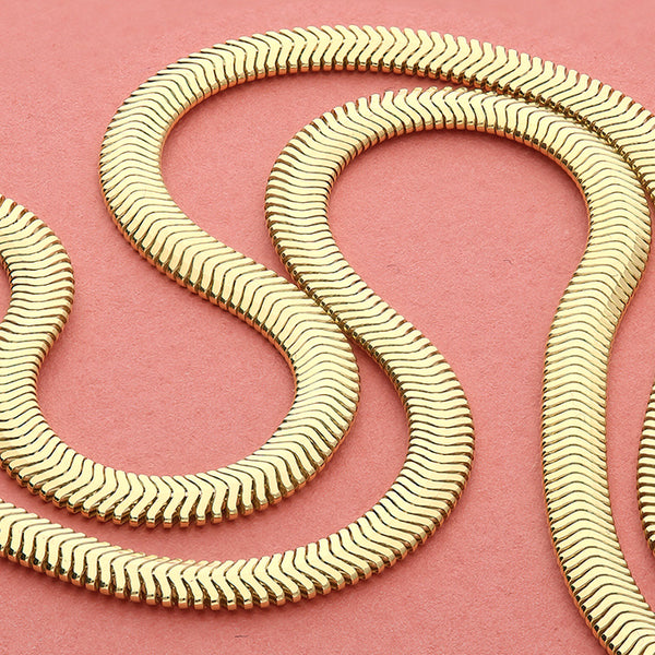 Sterling Silver Gold Plated Flat Oval Snake Chain Bracelet