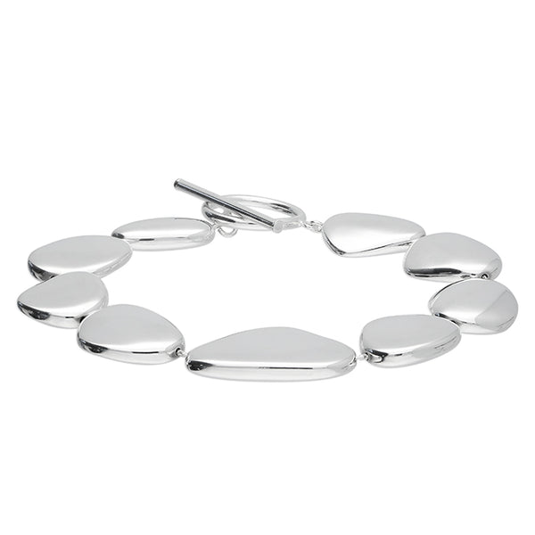 Sterling Silver Puffed Stone T-Bar Bracelet