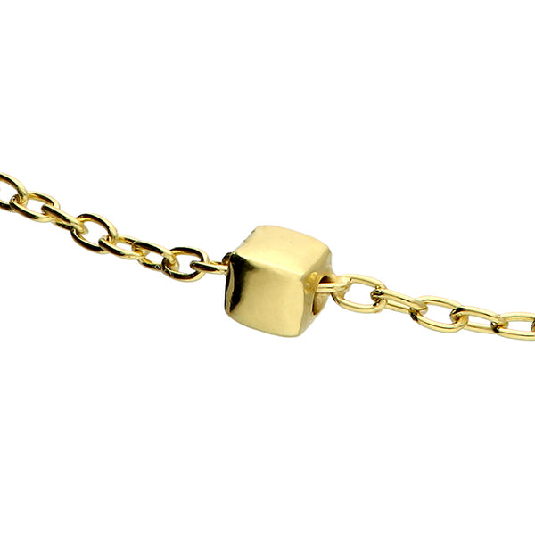 Gold Plated Cube Station Bead Anklet