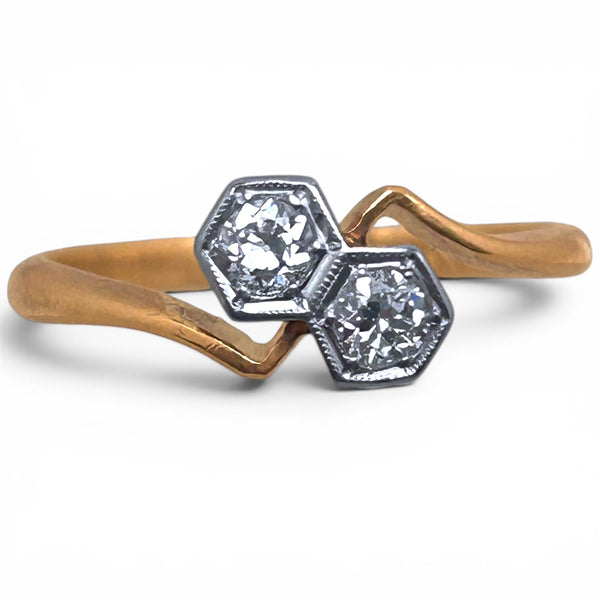 Vintage 18ct Gold and Platinum "Unity Hex" diamond ring