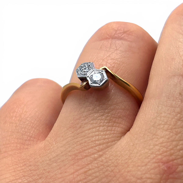 Vintage 18ct Gold and Platinum "Unity Hex" diamond ring