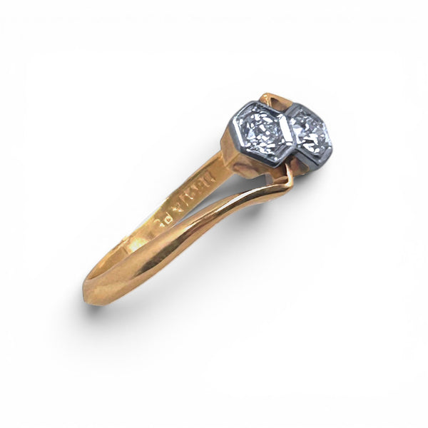 Vintage 18ct Gold and Platinum "Unity Hex" diamond ring