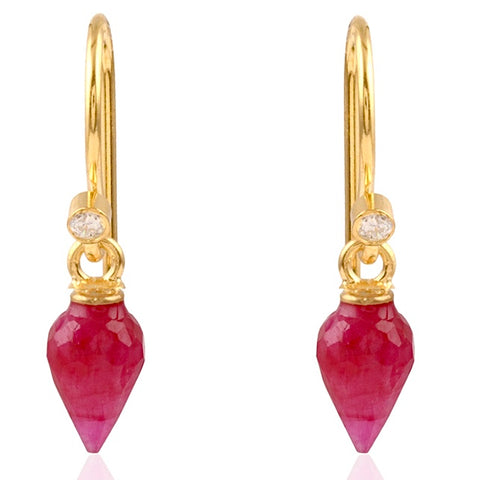 Rosebud Red Sillimanite Gemstone Earrings