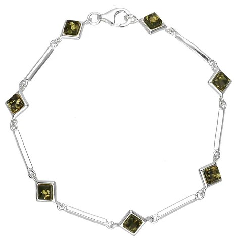 Green Amber Squares Bracelet