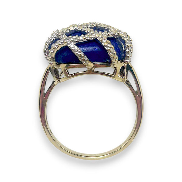 Vintage 'Shooting Stars' Diamond and Lapis Lazuli 9ct Yellow and White Gold Cocktail Ring