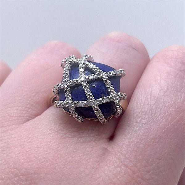 Vintage 'Shooting Stars' Diamond and Lapis Lazuli 9ct Yellow and White Gold Cocktail Ring