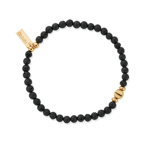 ChloBo Men's Gold/Black Lava Bracelet