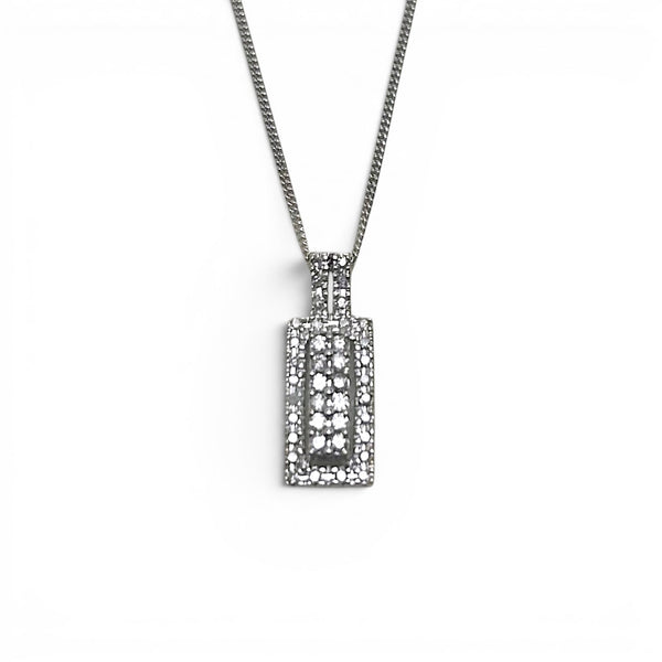 9ct White Gold Art Deco Style Diamond Pendant
