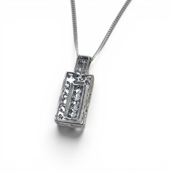 9ct White Gold Art Deco Style Diamond Pendant