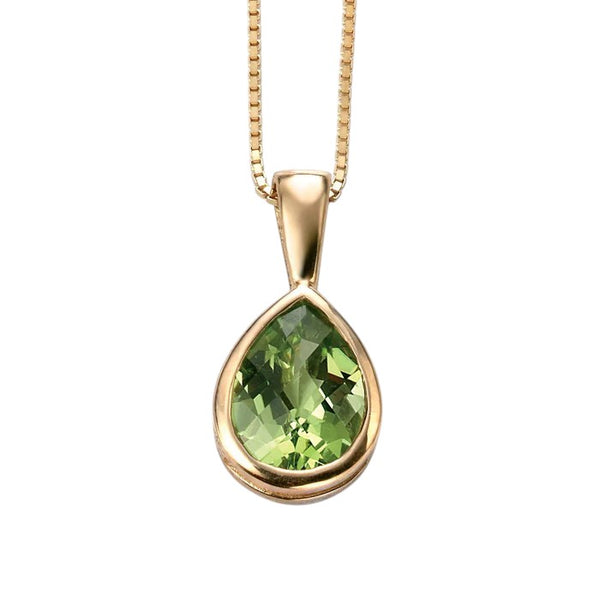 9ct Yellow Gold Peridot Teardrop Necklace
