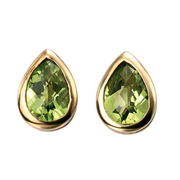 9ct Yellow Gold Peridot Teardrop Stud Earrings