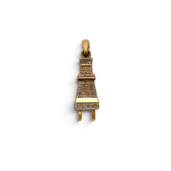 Vintage 2 Point Plug design Yellow Gold & Diamond Pendant