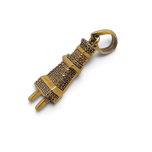 Vintage 2 Point Plug design Yellow Gold & Diamond Pendant
