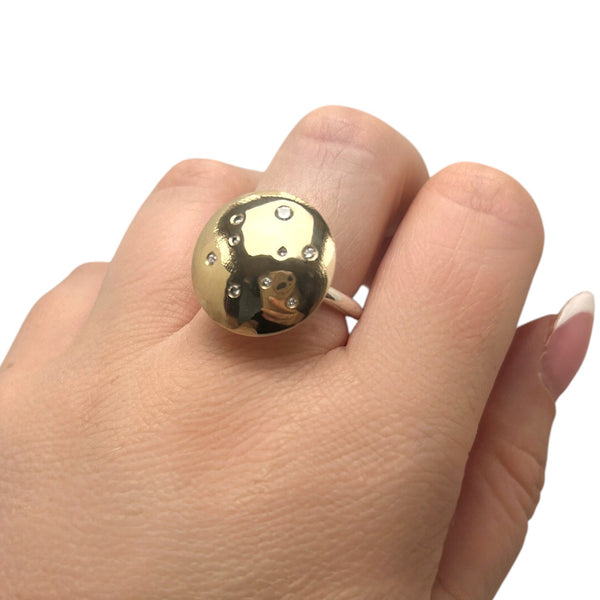WILDE 9 Diamond Silver and Gold Domed "Pod" Ring