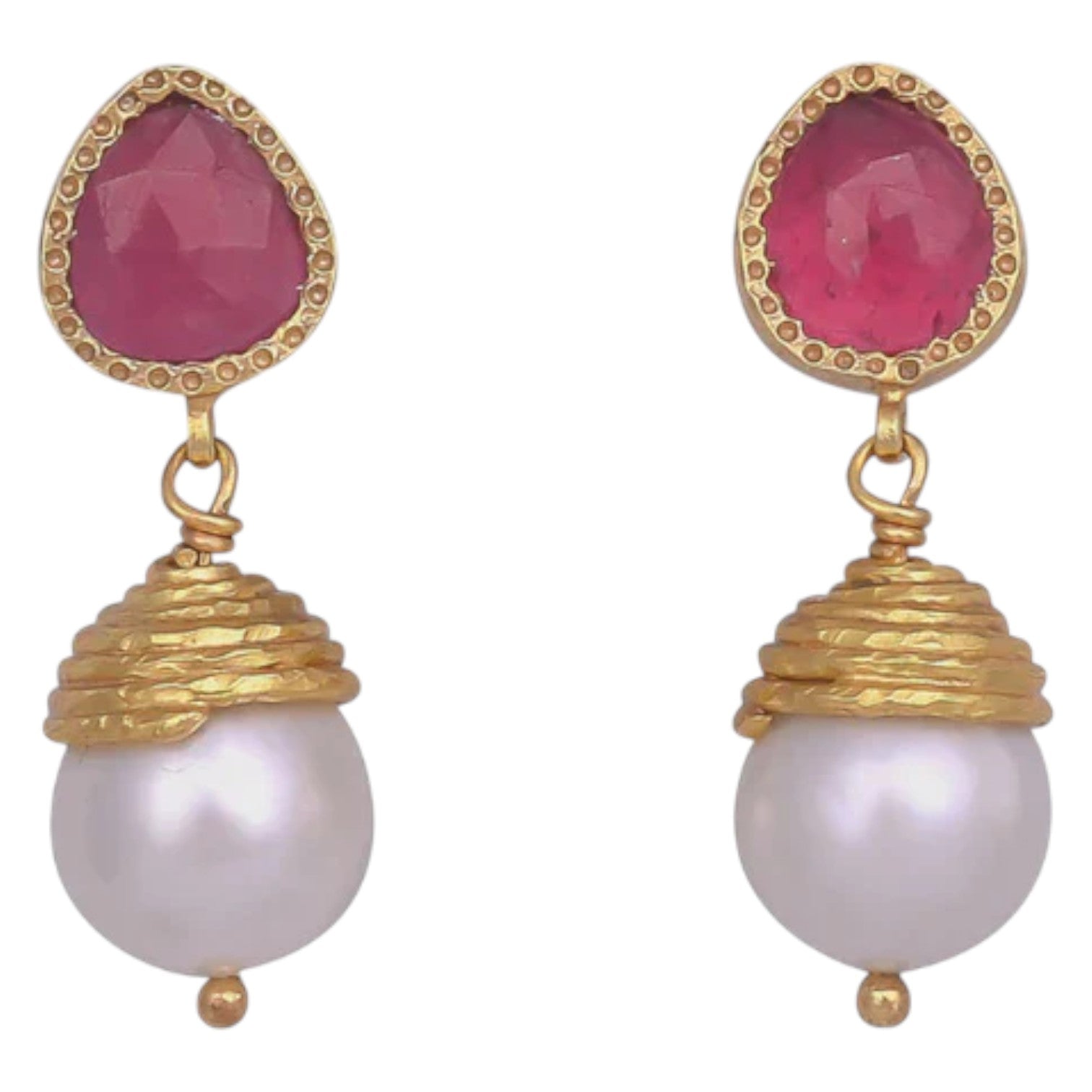 Pomegranate Poppy Pearl & Ruby Earrings