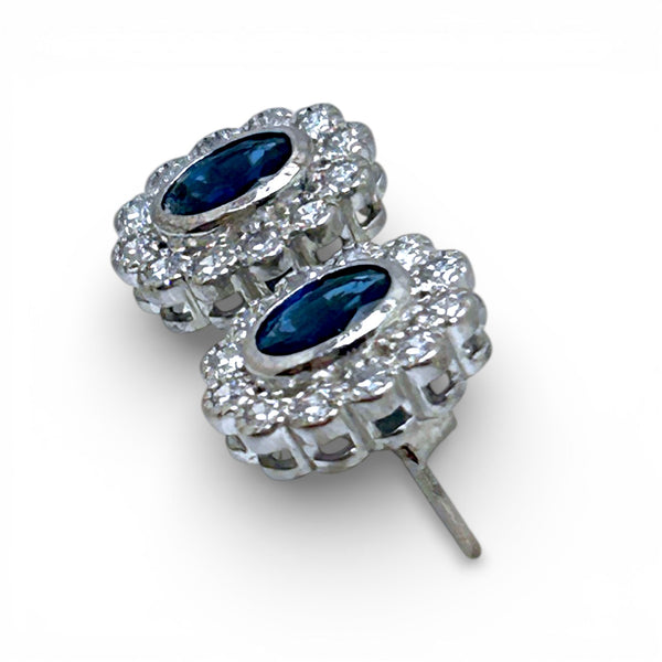 Vintage "Blue Glacier" 9ct White Gold, Blue and White Sapphire Studs