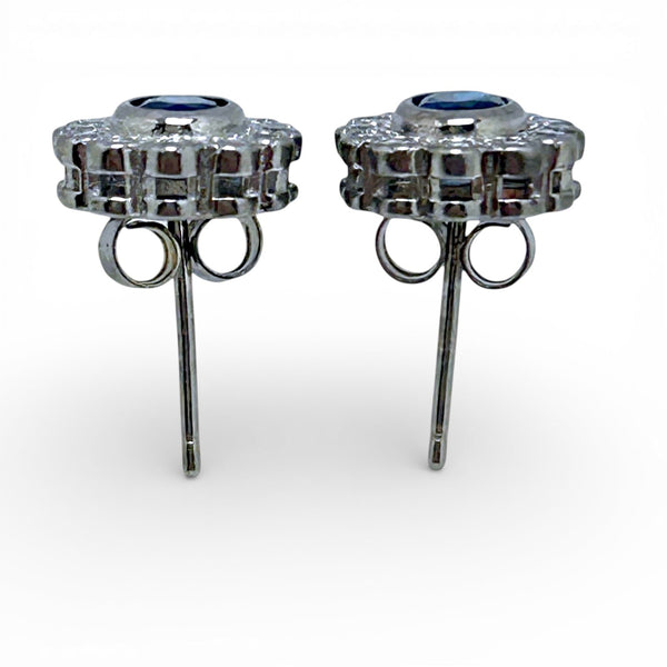 Vintage "Blue Glacier" 9ct White Gold, Blue and White Sapphire Studs