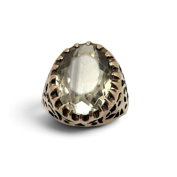 Vintage "Soft Haze" 9ct Yellow Gold Large Smoky Quartz Ring