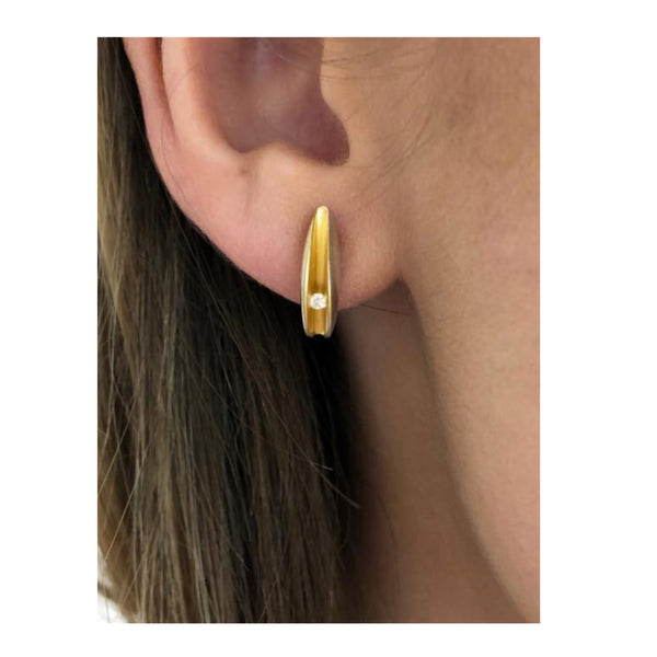 Diamond Silver and Gold Split Shell Earring Studs
