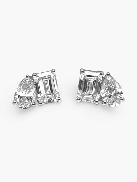 'Toi-et-Moi'  2.07ct Diamond 18ct White Gold Stud Earrings
