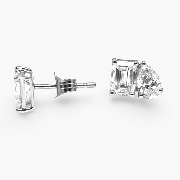 'Toi-et-Moi'  2.07ct Diamond 18ct White Gold Stud Earrings