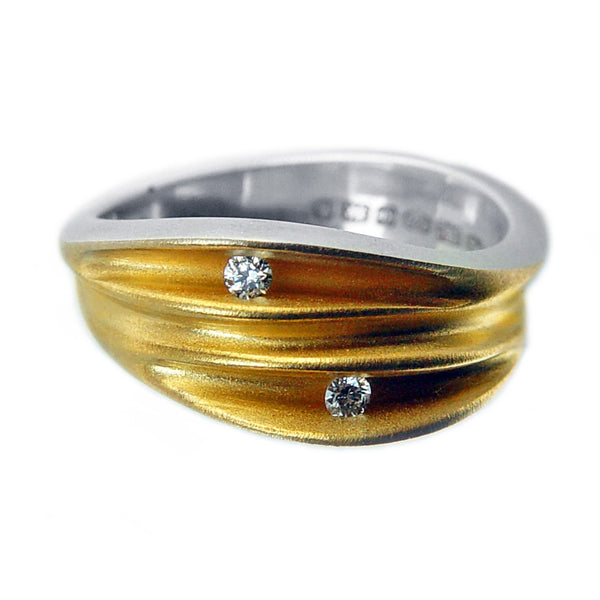 Duo Diamond Silver and Gold Shell Ring