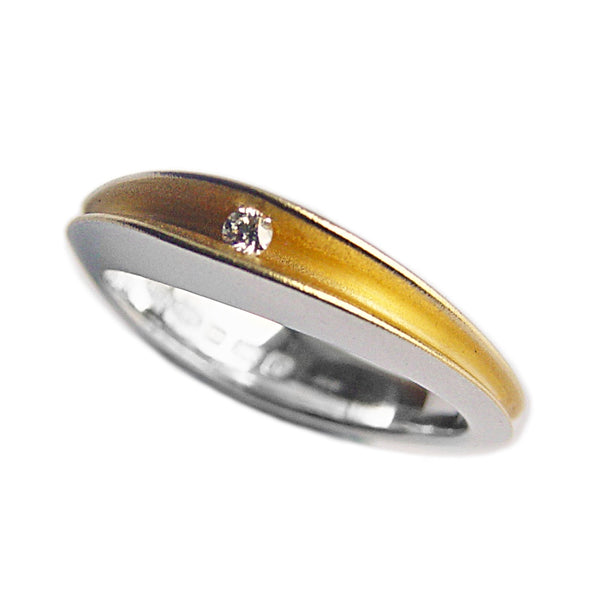Silver & Gold Diamond Split Shell Ring