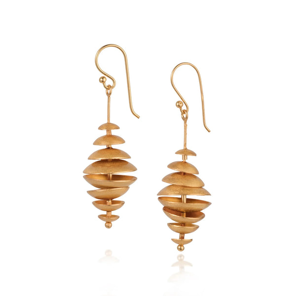Gold Long Drop Topsy Turvey Earrings