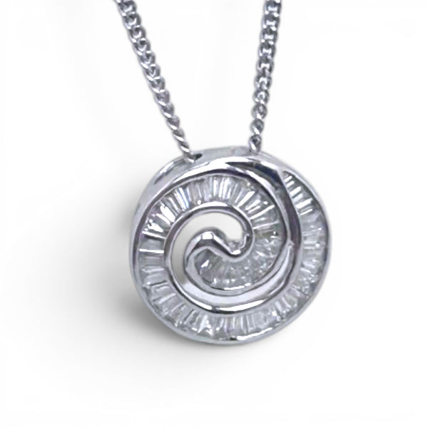 Vintage "Eternal Swirl" 18ct White Gold Diamond Spiral Pendant