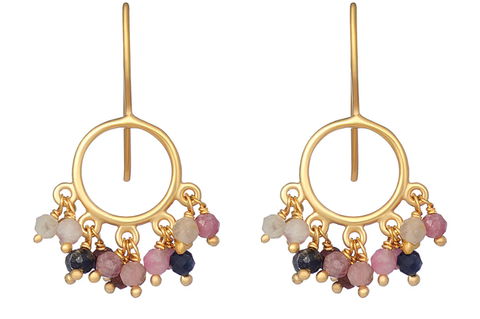 Cora Labradorite, Moonstone and Pearl Earrings