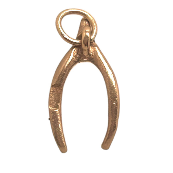 Vintage "Lucky Charm" Wishbone 9ct Yellow Gold Pendant