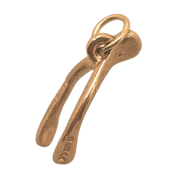 Vintage "Lucky Charm" Wishbone 9ct Yellow Gold Pendant