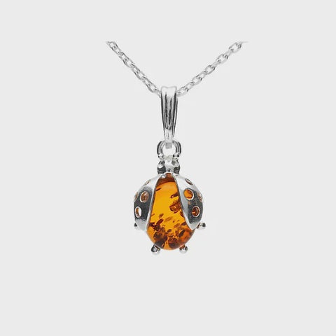 Cognac Amber Ladybird Necklace