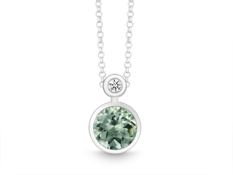 Silver Diamond & Grey Prasiolite Necklace