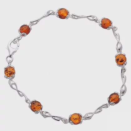 Amber & Silver Infinity Knots Bracelet