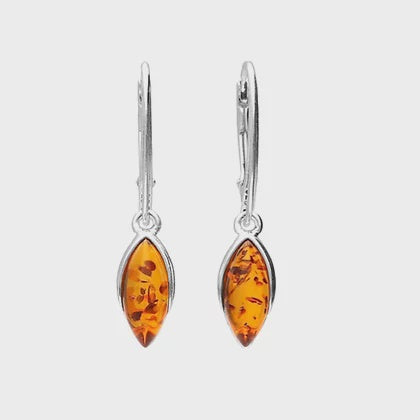 Small Marquise Amber Earrings