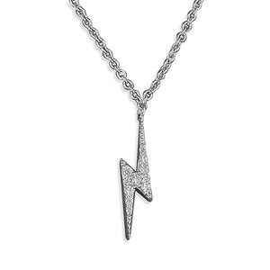 Sterling Silver CZ Lightening Bolt Necklace