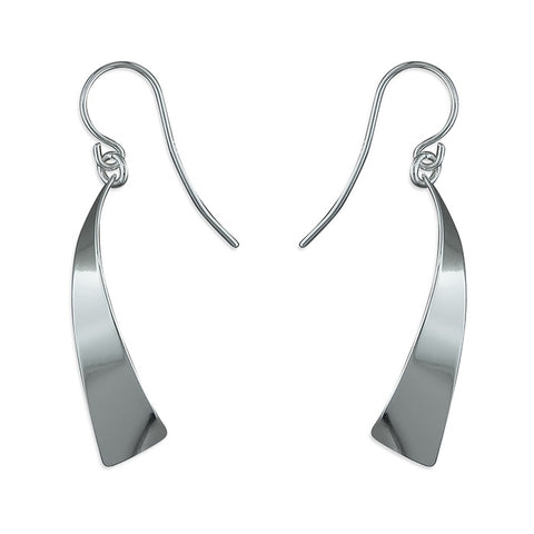 Sterling Silver Tapered Curve Twist Drop