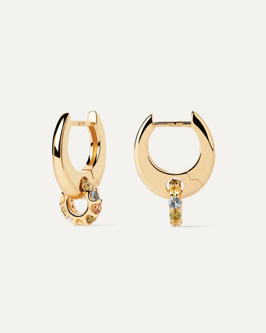 PDPAOLA Gold Rainbow Spin Hoops
