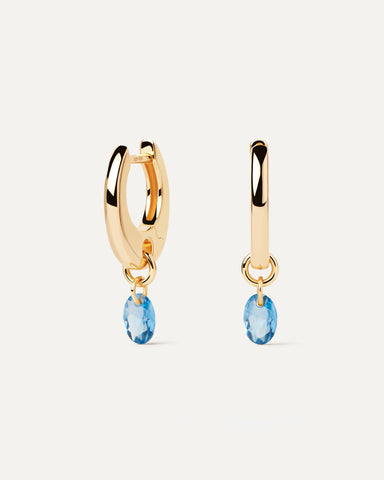 PDPAOLA Gold Blue Lily Hoops
