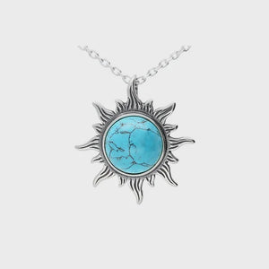 Turquoise & Silver Sun Necklace